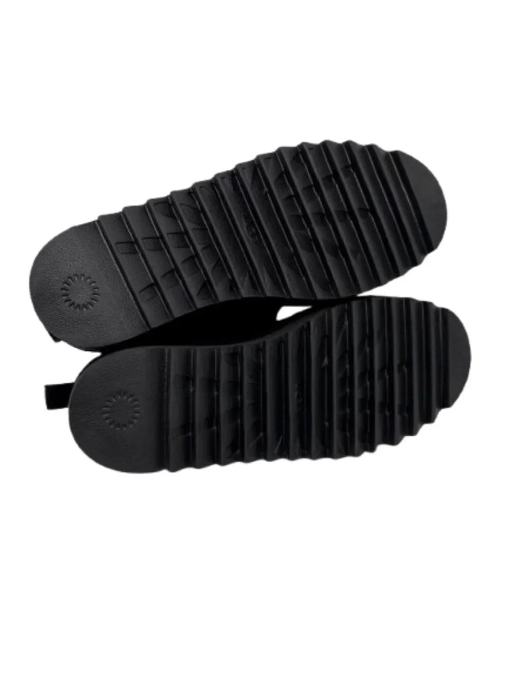 UGG~Nita~BLACK SUEDE GRAY SHEARLING PLATFORM ANKLE SLIPPERS Size 8 NWOT